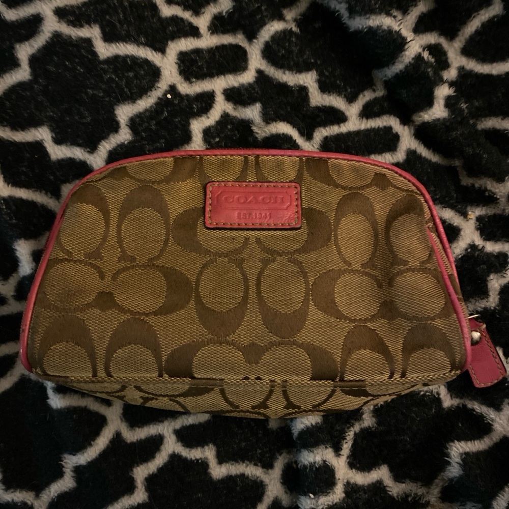 Coach Pink and Tan Pouch